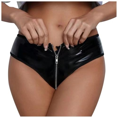 Womens French Knickers - Women's High Cut Zipper Open Front Bikini Briefs Underwear Panties Thong Tanga Shorts Briefs Lingerie Women Underwear