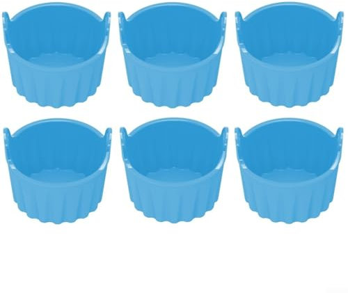 Lot de 6 ramequins en silicone pour friteuse à air, moules sans cuisson pour muffins et œufs, parfait compagnon de cuisine (bleu)