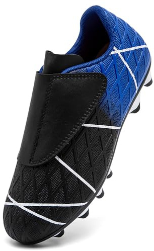 VTASQ Zapatos de Fútbol Niño Profesional Zapatos de Entrenamiento Adolescentes Deporte Atletismo Botas de Fútbol Cesped Artificial Zapatillas de Fútbol Azul Negro EU33