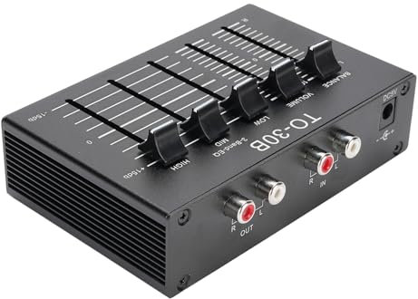 Jectse 3 Band -Turntable Preamp Equalizer, Ausgewogene Lautstärkeregelung, DIN -Verbindung, RIAA -Equalization, 12 -V -DC -Adapter, Isoliertes Netzteil für Plattenspieler, Stereos, DJ
