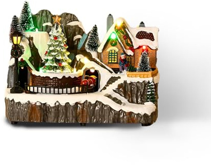 Syfunlv Weihnachtsbaum Spieluhr,Vintage Spieluhr mit Weihnachten Lauren,Weihnachtsdekoration Spieluhr Geschenk,Harz Mikrolandschaft Dekoration,Schneemann Elch,für Kinder,Familie (Stil 7)