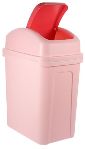 iplusmile Cubo de Basura Grande con Tapa Abatible para Oficina y Cocina Diseño Compacto y Resistente para Reducidos Color Rosa