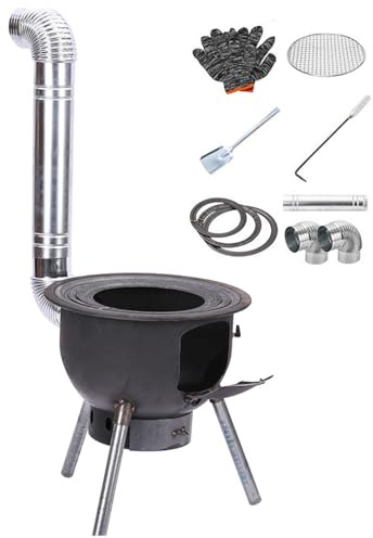 Estufa de leña para exteriores con chimenea desmontable para camping, calefacción de tienda de campaña, estufa de cohete de hierro fundido resistente