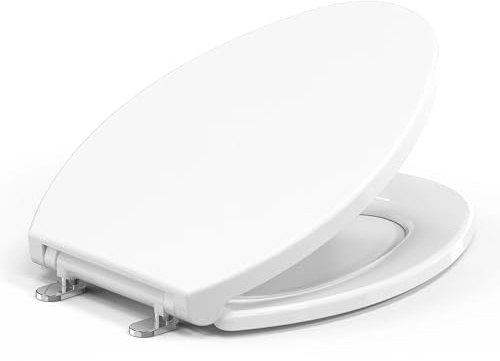 Topseat Plus Toilet Seat Elongated, Soft Close Toilet Seat, No-Slam, Magnetic Quick-Release Easy Clean, Easy Installation, SecureGrip Bumpers, Wobble-Free, Adjustable Fit, Plastic, White