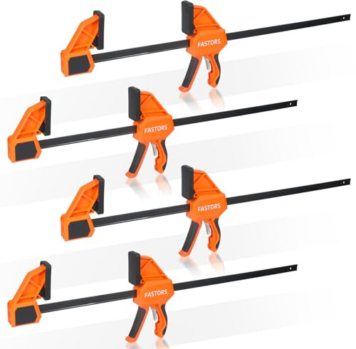 FASTORS 4-Pack 24 Inch Bar Clamps Set,Woodworking Clamps Heavy Duty 350LBS Throat Depth 3-1/3”,Quick Grip/Spreader One-Handed Wood Clamp with Quickly Change Button