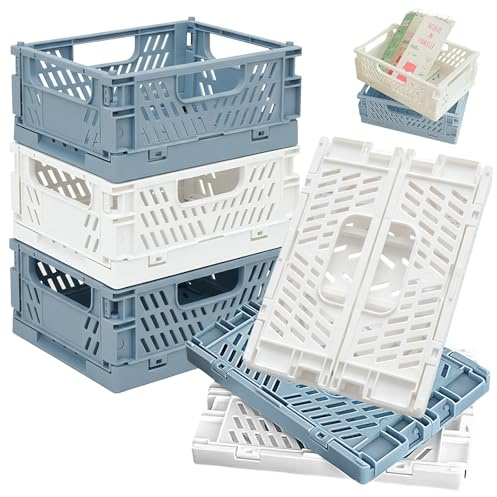 Juadnic Klappbox Klein, 6er-Pack, 15 X 9,7 X 6 Cm, Kleine Stapelbare Aufbewahrungskörbe, Ideal Für Küche, Bad, Büro, Schlafzimmer, Klassenzimmer, Kleiderschränke Und Schubladen
