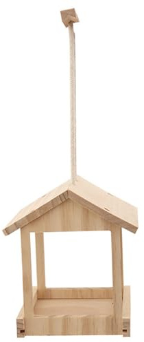 Bemonew Casetta per uccelli da appendere per esterni, in legno naturale con finitura liscia, decorazione per esterni per giardino e patio