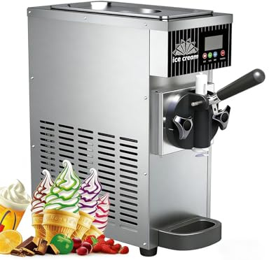 Macchina per Gelato Professionale, Macchina per Gelato Soft Monogusto Con Corpo in Acciaio Inox, Programma Di Pulizia Automatica E Resa Di 4-5 L/H E Impostazioni Di Durezza Regolabili(Cream)
