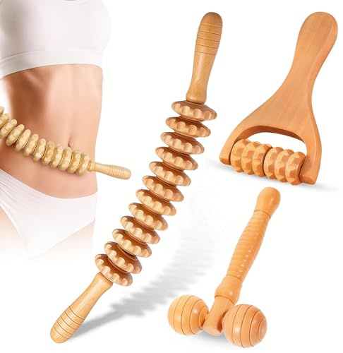 Wooden Massage Roller Tools, 3PCS Lymphatic Drainage Massager Tools