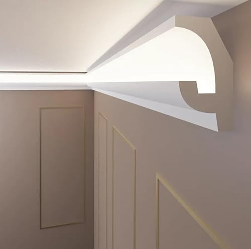 Deckenleiste OL-16 für LED Streifen (100x58mm) - 2m Lichtprofil aus XPS Hartschaum - Zierleiste für indirektes Licht