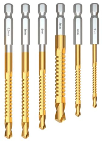 Punte Elicoidali Gambo Esagonale 3-8 Mm Alta Velocità 6 Pezzi