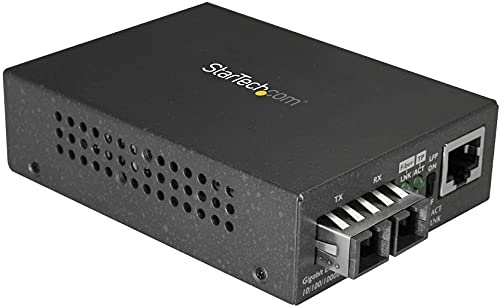 StarTech Convertisseur Média Gigabit Fibre SC Monomode, 1000BASE-LX, 10km | Cuivre vers fibre, 1310nm, Connexion SC duplex, Compact, Fixation murale