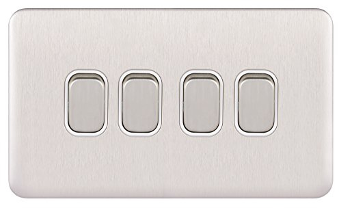 Schneider Electric GGBL1042WSS Lisse Screwless Deco 10AX 4G 2W Switch WSS, 240 V, Stainless Steel