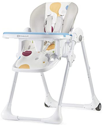 Kinderkraft Hochstuhl YUMMY, Kinderhochstuhl, Babystuhl, Kombihochstuhl, ab den Ersten Lebensmonaten, Fußstütze, Halbliegende Position, Bezug aus PU, Einfach zu Reinigen, Mehrfarben