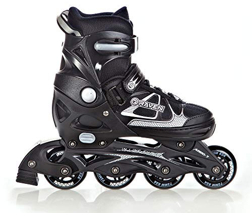 RAVEN Inline Skates Inliner für Kinder und Erwachsene OPTIONAL 2in1 mit Schlittschuhen verstellbar (Spirit Black/White ohne Kufen, 40-43 (25,5-28cm)