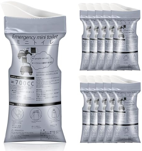 SANPUK Notfall-Urinbeutel, tragbar, 10 Stück, Reise-Urinal, Uni, Einweg, geeignet für Camping, Reisen, Stau, Schwangere, Kinder, Patienten (Grau)