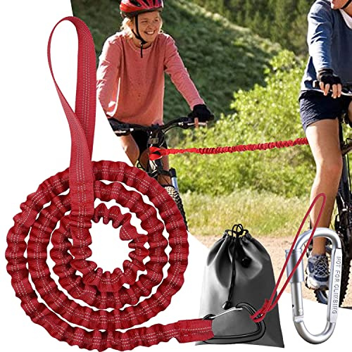 Abschleppseil Fahrrad Kinder 3M Fahrrad Eltern-Kind-Zugseil Mit 2 Sicherheitshaken Kompatibel mit All MTB & Fahrrad Tragfähigkeit 500lb (Rot)