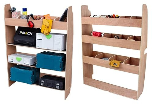 Transit Custom Fahrzeugeinrichtung Fächerregal & Werkzeugkasten Regal Kurz oder Lang Radstand Birkensperrholz Fahrzeugregal Transportregal Linkslenker Rechtslenker 136cm H x 102cm B x 30cm T
