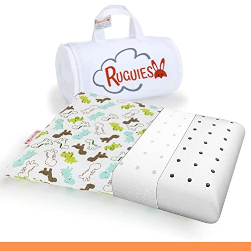 RUGUIES- Almohada para Niños de Viscoelástica, Hipoalergénica y Transpirable- Cojín Infantil-Funda Lavable de Algodón 100%-Oeko-Tex- 1 a 10 años XL (58x32x 5-7cm)- Bolsa Viaje Incluída.