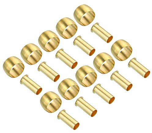 PATIKIL 8mm Tube OD Brass Compression Sleeves Ferrules, 20 Pack Brass Ferrule Fitting and Hose Insert Support Assortment Kit for Air Water Gas Pipe