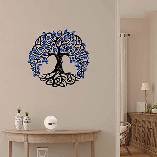 KLZUOPT Lebensbaum-Kunst-Wanddekoration aus Metall, farbige Lebensbaum-Skulptur, einfache und großzügige Lebensbaum-Silhouetten, Metall-Baum-Kunstwerk für Zuhause, Schlafzimmer, Wohnzimmer, Küche