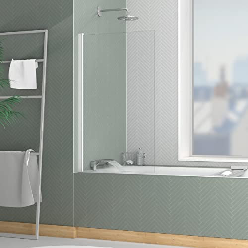 AURLANE Pare-Baignoire Rabattable 70x120cm - Profilé Blanc Mat - Verre Trempé 4mm - Elementary