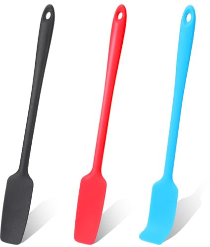 Spatola per brocca in silicone, 3 spatole resistenti al calore, manico lungo, in silicone, antiaderente in gomma, raschietto in silicone, senza cuciture, per frullati, bicchieri da cucina (3 colori)