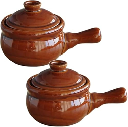 FNX 2 x MG Microwave Ceramic Stone Pot | Lock More Moisture, Aroma & Flavour in Your Food | Non-Stick Stoneware, Dishwasher Safe
