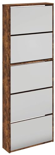 vidaXL Zapatero y Espejo 5 Niveles Roble Ahumado 63x17x169,5 cm