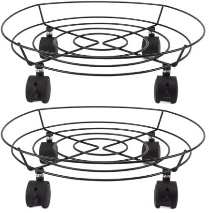 36cm Rolling Stand Base, 2 PCS Large Metal Plant Caddy, High Load Bearing Capacity with Brakes for Indoor and Outdoor Large Plant Pot, High Load Bearing Iron Plant Pot Movers for Foot Bath Barrel Gas