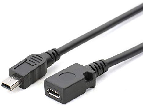 MISUVRSE Adaptador micro USB hembra a mini USB macho, adaptador de cargador de 13 cm, convertidor de cable de datos para teléfono celular, MP4, kit organizador de cables de datos