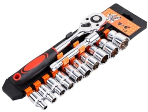 REIFOR Caisse A Outil Malette Outils Jeu De Clés Allen À Fourche, Clé À Cliquet, Tournevis, Vélo, Moto, Outils De Réparation De Voiture Boite A Outils Complete(1/2 Ratchet Wrench)