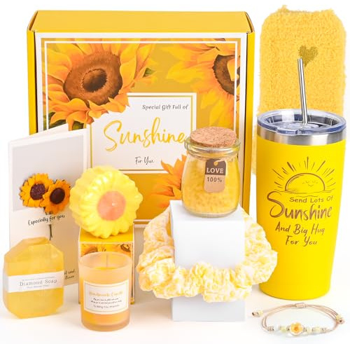 Euakee Lustige Geschenke für Frauen, Entspannung Geschenk für Frauen, Personalisierte Geschenke für Frauens Geburtstag, Spa Beauty Badeset Geschenkset für Frauens, sie, Freundin, Mama (Sonnenblume)