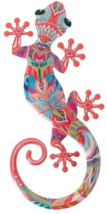 SIGNES GRIMALT Salamandre ou Gecko Mural en métal, Rouge et Bleu, Modèle Durban Red, Hauteur 45 cm