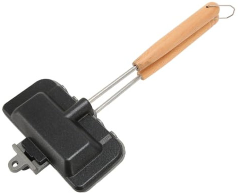 Teglia da Forno a Doppia Faccia Padella in Lega di Alluminio Manici in Legno Macchina per Panini, per Forno a Gas, Grigliatura Rapida con Facile Pulizia, Stampo per Colazione,