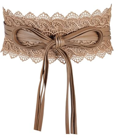 MILAKOO Damen Taillengürtel Breit Weichem Spitze mit Kordelzug Quaste Damen Breiter Bindegürtel Obi Breite Wickel Taille Band Krawatte Gürtel für Kleid Hochzeit Partei