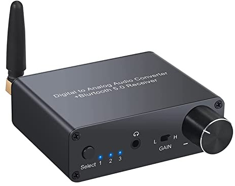 POOIQX 192k Bluetooth-kompatibel Konverter Mit Kopfhörer Amp Digital-Analog-Konverter 3,5mm Audio Adapter Unterstützung AAC Home Audio,Breite Kompatibilität