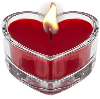 AKH® Large Heart Shaped Candles in Glass Jar Holder | Romantic Valentine's Day Candles, Ideal for Weddings, Home Décor, and Special Occasions | Love Heart Tea Lights | 7.5CM