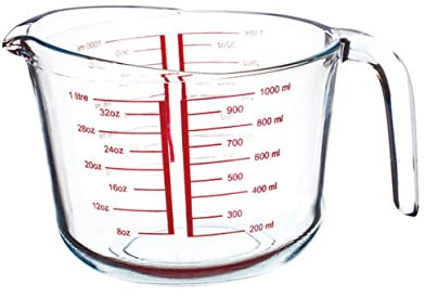 MOLUCKFU Jarra Medidora De Vidrio Templado Transparente Con Escala Precisa Resistente Cambios Térmicos Para Cocina Hornear y Repostería