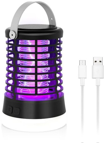 Zanzariera Elettrica da Esterno, HgUltra UV Lampada Antizanzare Portatile, Campeggio LED Lampada Ricaricabile Elettrica USB, Impermeabile IP66 Trappola Zanzare Elettrica per Campeggio Interni Esterni