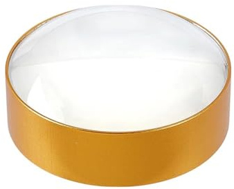 AHANDMAKER 10X Domed Magnifying Glass, 75mm Golden Desktop Paperweight Magnifier Reading Help Round Shape Dome Mirror for Small Fine Print Newspaper Recipes Jewelry Accessories and Map