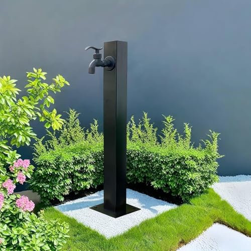 Hamankim Robinet d'extérieur Vertical sur Pied - Source d'hydratation extérieure Autonome pour l'irrigation/Le Lavage - Fontaine décorative avec Distributeur d'eau(Height: 95cm/37.4in)