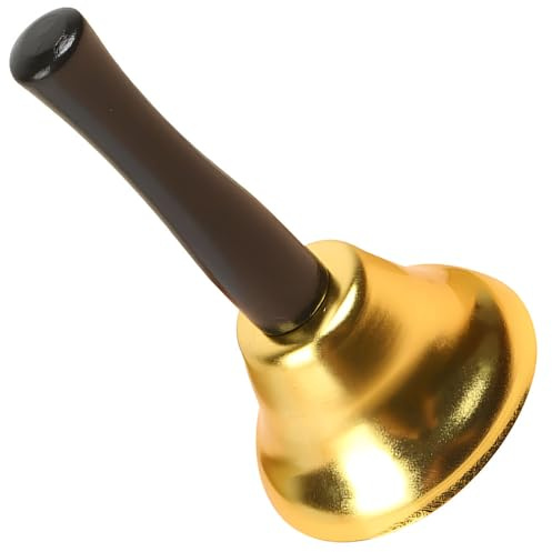 Bells Wooden Handle Brass Bell Guardian Bell Hand Small Teacher Classroom Dinner Tibetan Meditation Gift for Bedridden Mom for Churchl, Hotel, Christmas and Wedding Service, Reception, Dinner （5cm）