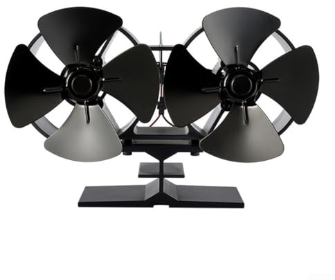 Ventola silenziosa a 8 pale, doppio motore, per stufa a legna, camino, bruciatore a legna, termoelettrico, nessuna batteria richiesta, migliora la circolazione del calore e risparmia energia