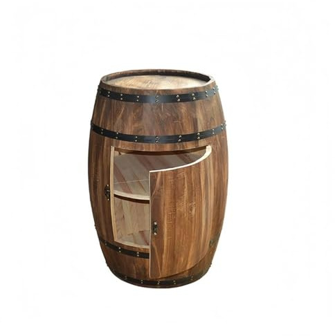 Whiskey-Fass Tisch, dekorativer Weinschrank mit Tür, Beistelltisch für Haus und Bar, ideal für Keller und Wohnräume