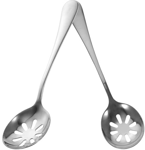Operitacx Cuchara Aceitunas de Acero Inoxidable Ranuras, Accesorio de Cocina Práctico y Seguro para Familias, Pack de 2 Piezas Ligero y Pequeño para Servir