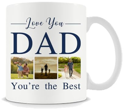 Personalised Love You Dad Photo Mug – Custom Family Picture Coffee Mug for Father – Best Dad Gift from Son, Daughter – Fathers Day Gift, 11oz Coffee, Tea, Ceramic Mug.