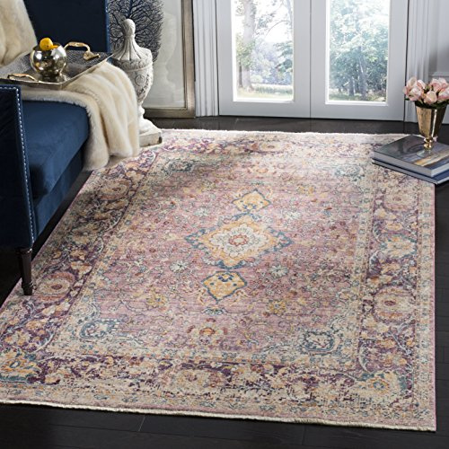 SAFAVIEH Traditionell Teppich für Wohnzimmer, Esszimmer, Schlafzimmer - Illusion Collection, Kurzer Flor, Lila und Multi, 152 X 244 cm