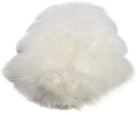 New Zealand Double Pelt Sheepskin Rug 2x6 - Couch or Sofa Covers Washable, Fur Throws for Sofa and Chairs, Fur Rugs for Bedroom, Fluffy Bedside Rug, Photoshoot Props, Vanity Carpet - Ivory Color