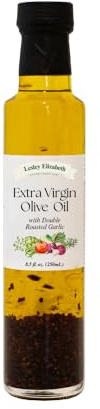 Lesley Elizabeth Extra Virgin Olive Oil with Double Roasted Garlic, 8.5 fl oz – Small-Batch Garlic-Infused EVOO for Dipping, Drizzling, Marinades & Everyday Cooking – All-Natural, Plant-Based Ingredients